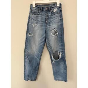 American Eagle super high rise baggy straight jeans size 2 regular